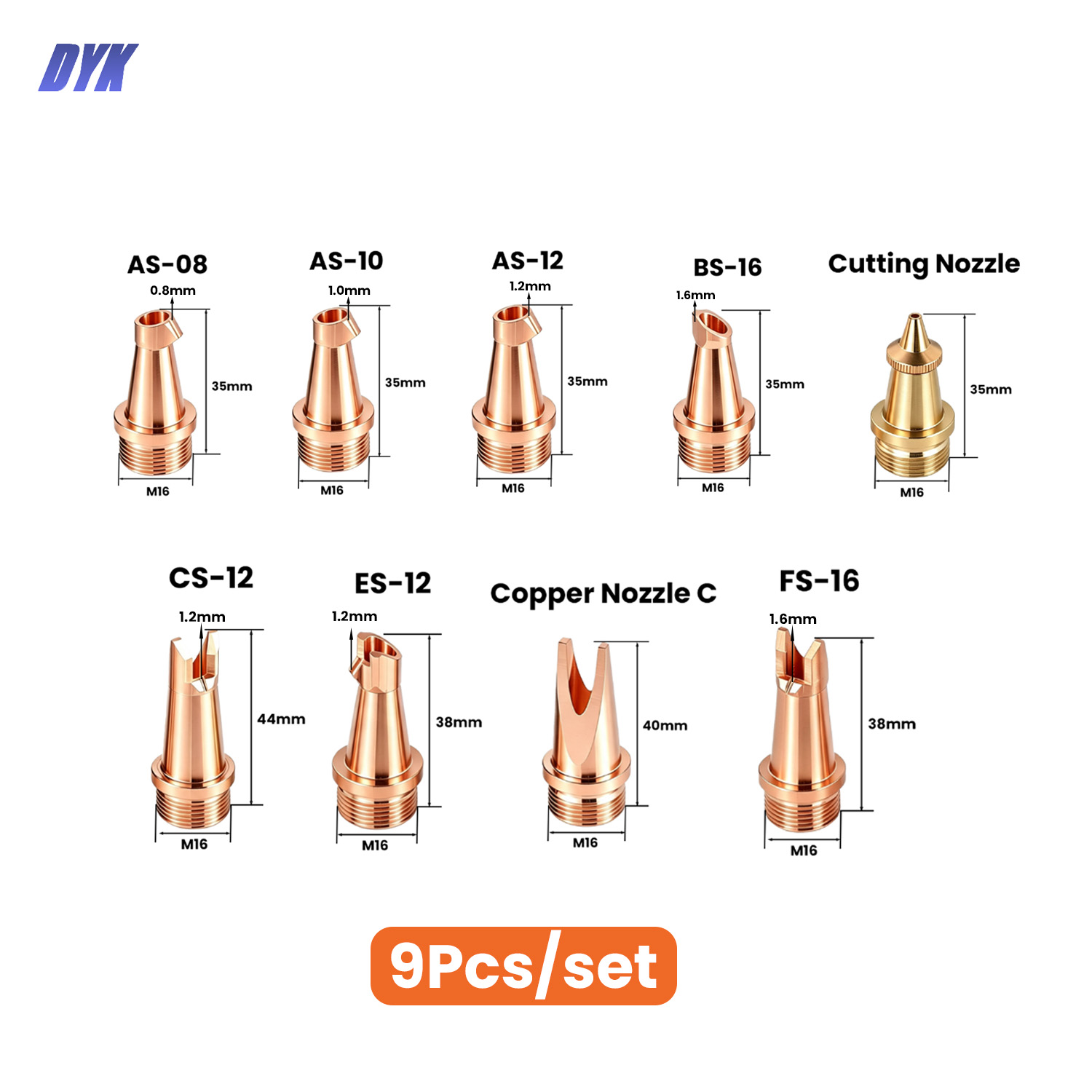 9Pcs/lot CQWY M16 Laser Weldin - Laser Welding Nozzle Copper recension och pris